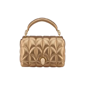 BVLGARI SERPENTI Calfskin Shoulder Bag Crossbody Bag Handbag Women's Gold