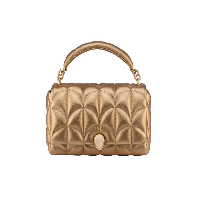 BVLGARI SERPENTI Calfskin Shoulder Bag Crossbody Bag Handbag Women's Gold-0