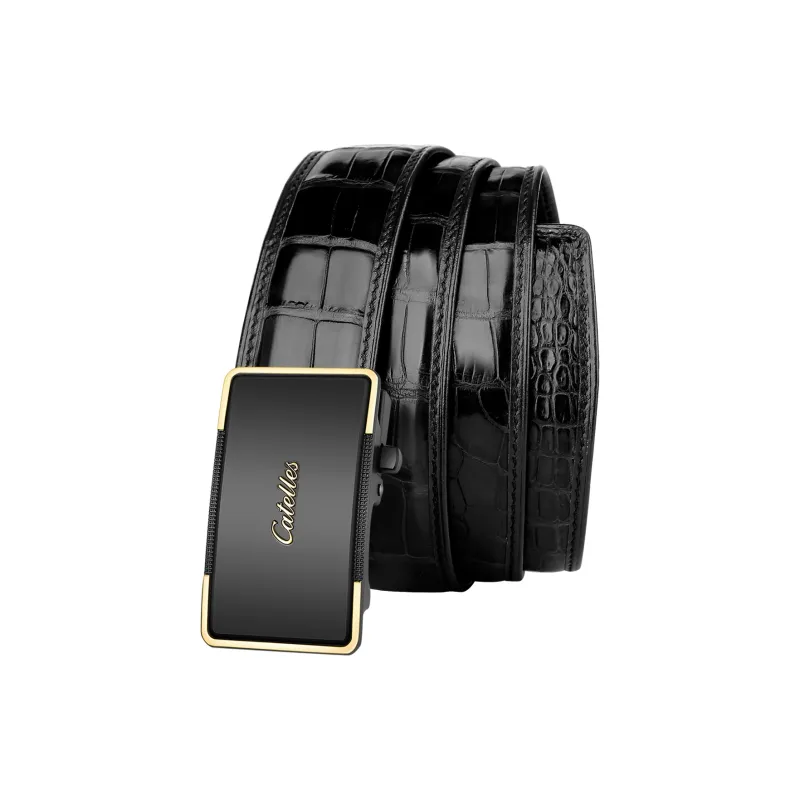 CATELLES Crocodile Leather Leather Belts Men's 3.5cm-1