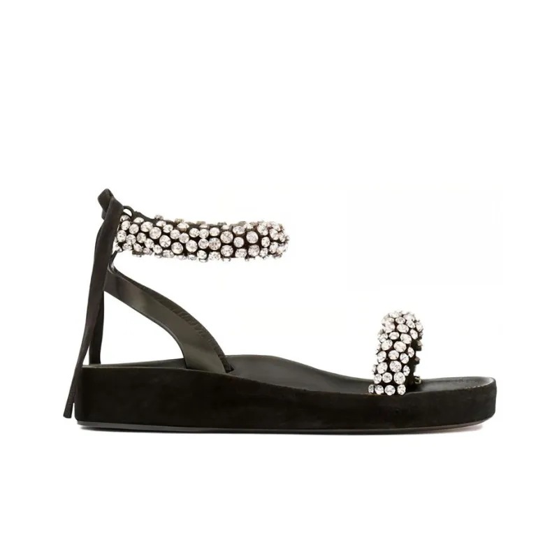 ISABEL MARANT Mellan Crystal-embellished Suede Sandals-1