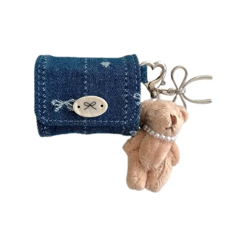 CORBELLATI Compatible With AirPods 1/2/3/Pro 1/2nd Generation TPU Denim Bowknot Headphone Cases