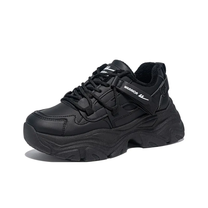 Warrior Athletic Shoes Warm Cushioning Height Increasing Balance Lightweight Low Top Chunky Sneakers Women's Black-2