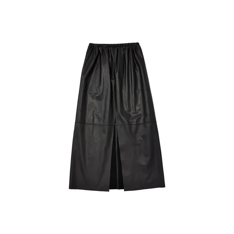 SINBOS Leather Long Skirt Women's Smoke Ink-1