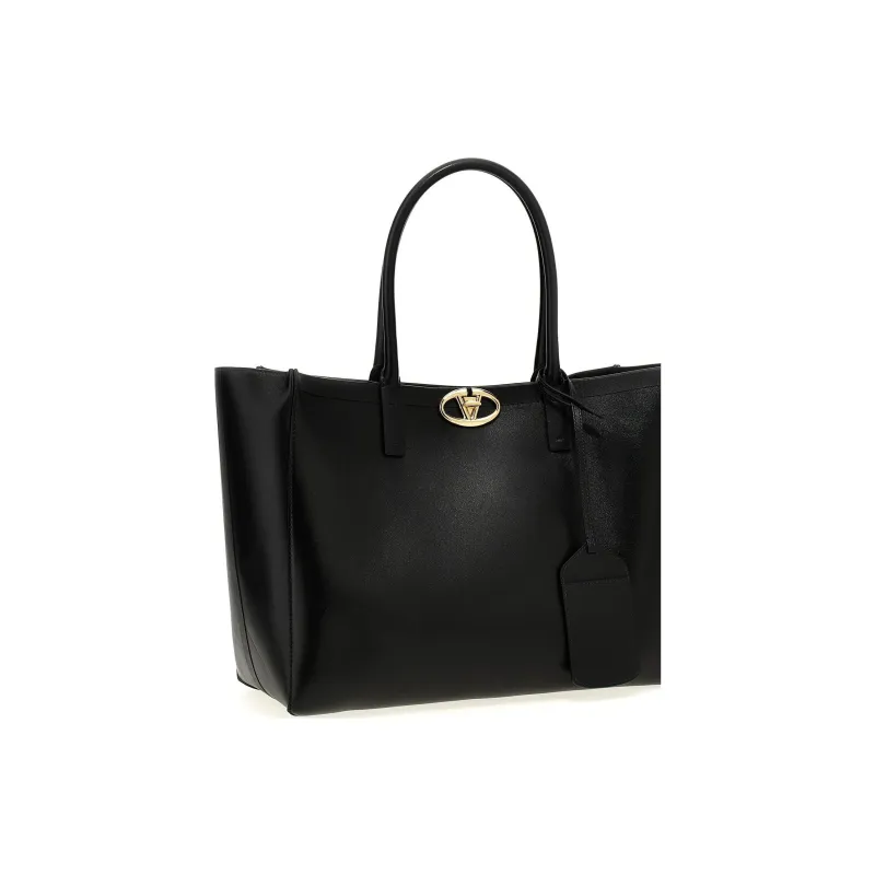 Valentino Calfskin Tote Bag Shopping Bag Handbag Medium Size Women's Black-1