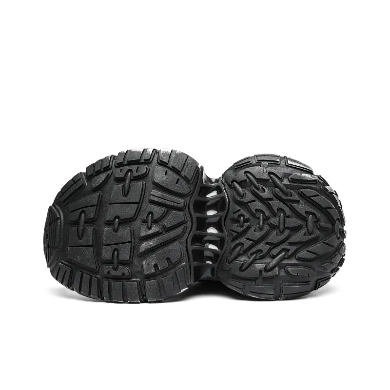 ORD Chunky Sneakers Unisex Low Top Black White Distressed-5