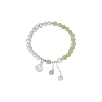 Drunk On The City Hetian Jade Bracelets Pale Greenish White Jade Women's