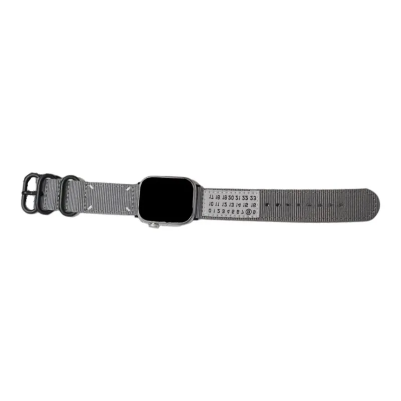 Warbler Dew Compatible With Apple Watch S9/S8/SE/7/6/5/4/3 Numbers Nylon Triple Ring Canvas Strap-8