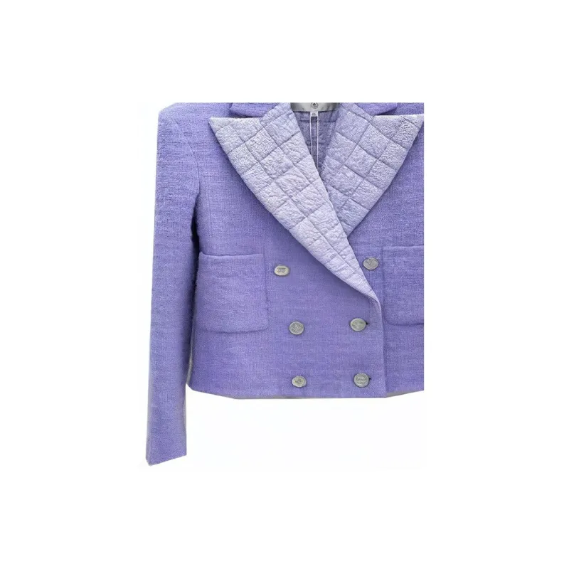 CHANEL Jackets Coats Women's Purple-4