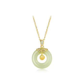 Bermuda Eyes Necklaces Pale Greenish White Jade Women's