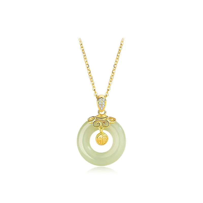 Bermuda Eyes Necklaces Pale Greenish White Jade Women's-0