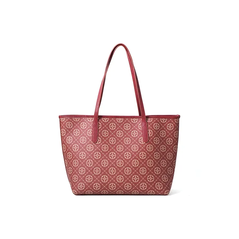 Vigno Synthetic Leather Tote Bag, Shopping Bag, One Shoulder Handbag Regular Women's Red-11