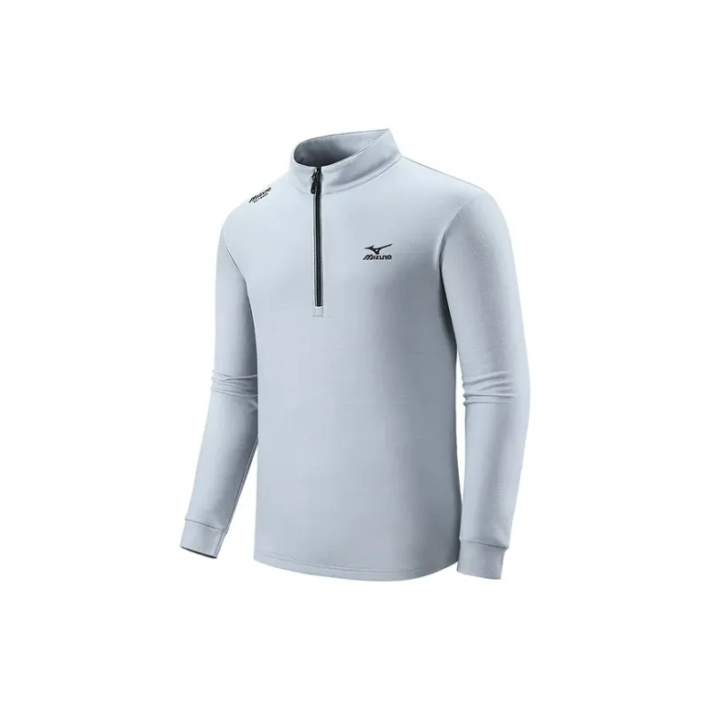 Mizuno Cashmere Sweater Men's Light Gray With Free Necklaces-1