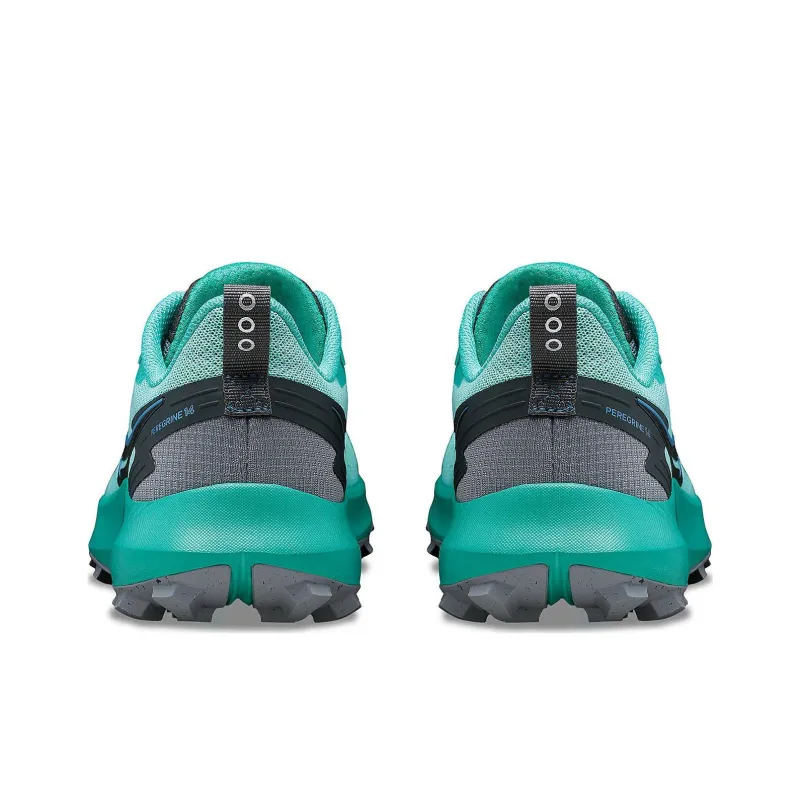 Saucony PEREGRINE 14 Anti Slip Wear Resistant Low Top Trail Running Shoes Women's Green Black-4