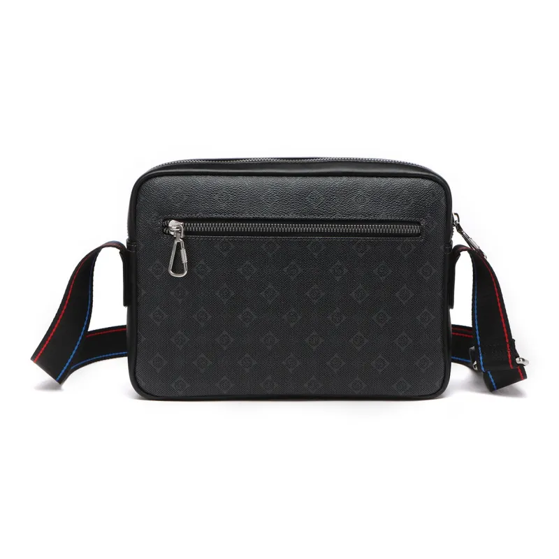 SEPTWOLVES Artificial Leather Cow Leather Patchwork Messenger Bag Crossbody Bags Regular Men's Black-2