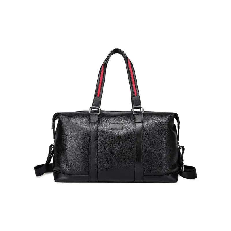 FAIRWHALE Top Grain Cow Leather Travel Bag Handbag Crossbody Bag Luggage Bag Regular Men's Black-0