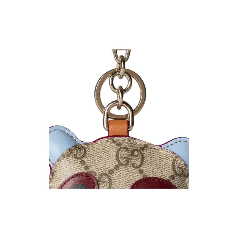 GUCCI Coated Canvas With Leather Bag Charm Bag Merch Women's Beige & Dark Brown-3