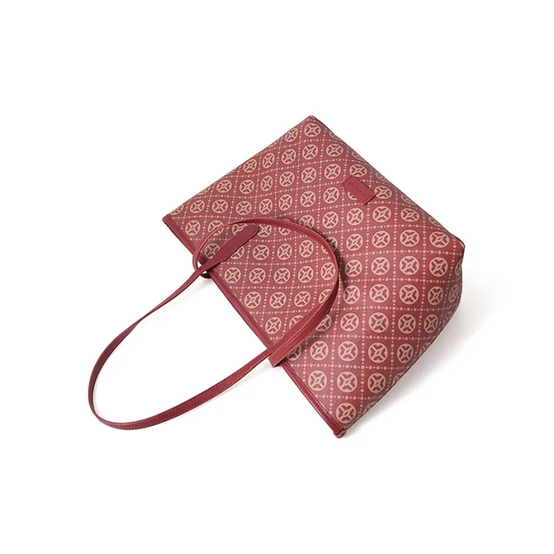 Vigno Synthetic Leather Tote Bag, Shopping Bag, One Shoulder Handbag Regular Women's Red-9