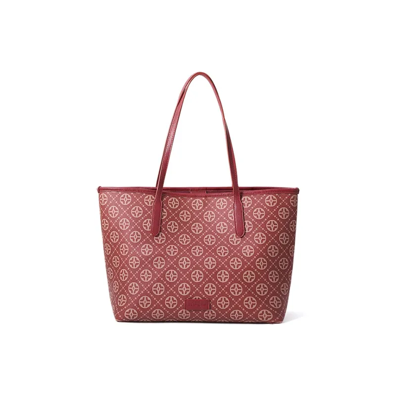 Vigno Synthetic Leather Tote Bag, Shopping Bag, One Shoulder Handbag Regular Women's Red-6