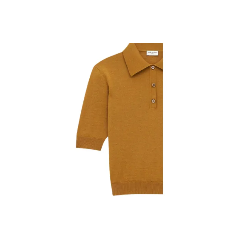 SAINT LAURENT Cassandre Short Sleeved Polo Shirt-4