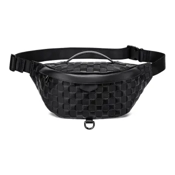 FAIRWHALE Top Grain Cow Leather Sling Bag Small Size Men's Black