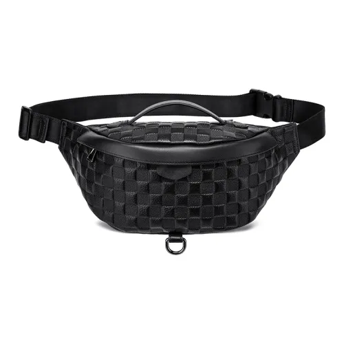 FAIRWHALE Top Grain Cow Leather Sling Bag Small Size Men's Black
