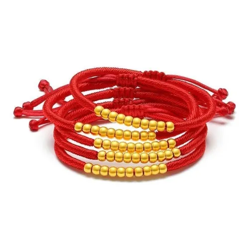 CHAORUNFUZHUBAO Perfectly Complete Red String Hand-Woven #Good Luck Solid Gold Fixed Price Gold Bracelet Unisex