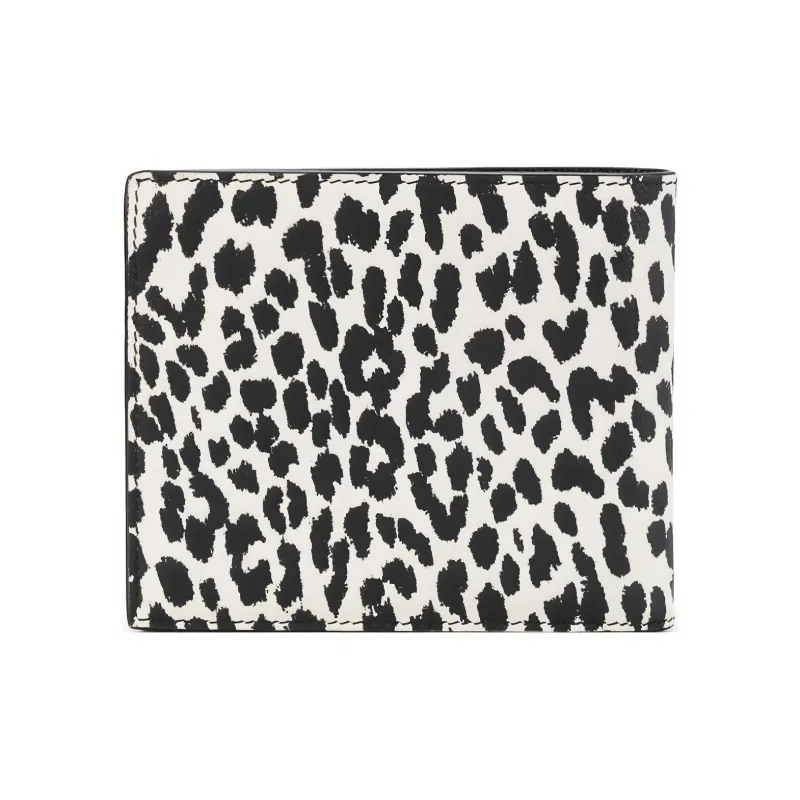 SAINT LAURENT Calfskin Wallet Men's White/Black-1