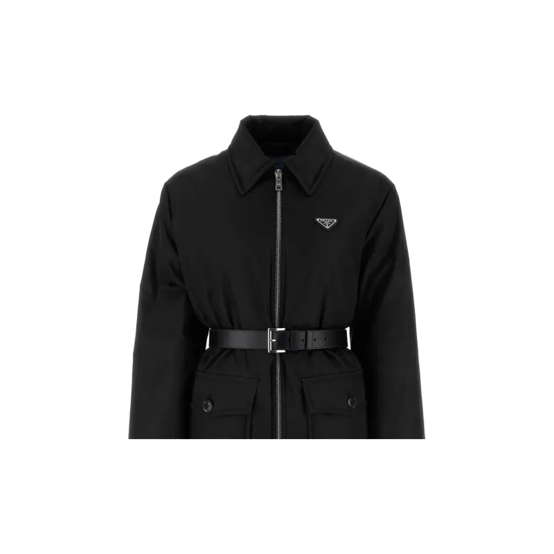 PRADA Logo Plaque Belt Detailed Jacket-6