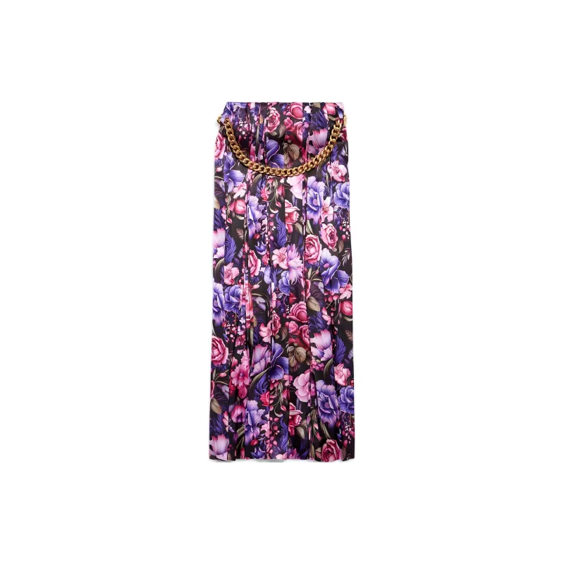 Balenciaga Bouquet Printed Pleated Long Skirt-1