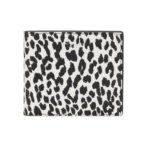 SAINT LAURENT Calfskin Wallet Men's White/Black