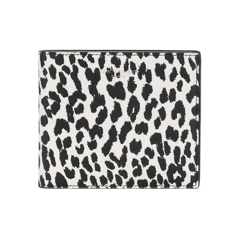 SAINT LAURENT Calfskin Wallet Men's White/Black-0