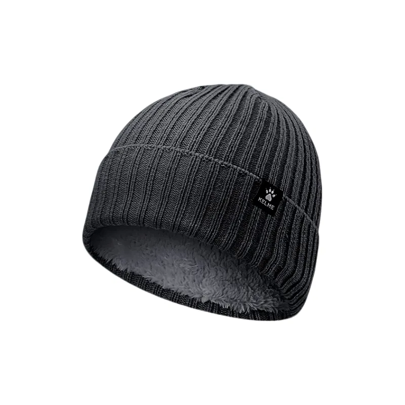 KELME Acrylic Polyester Beanies Unisex Light Gray Dark Gray Camel-1