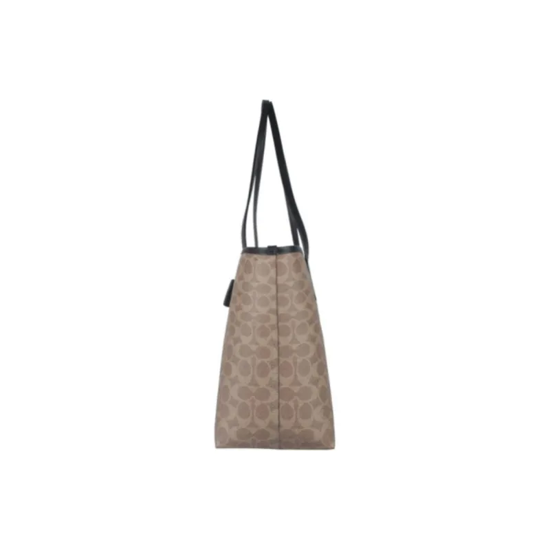 COACH PVC Tote Bag Shopping Bag Handbag Women's Khaki Color Blocking-2