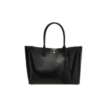 Valentino Calfskin Tote Bag Shopping Bag Handbag Medium Size Women's Black