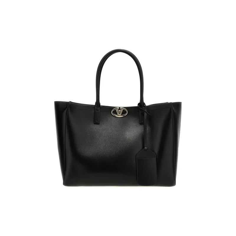 Valentino Calfskin Tote Bag Shopping Bag Handbag Medium Size Women's Black-0