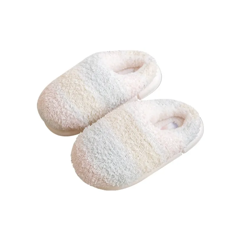 Art Halluci Warm Gradient Home Puffy Shoes Faux Sherpa Soft And Comfortable Touch House Slippers-0