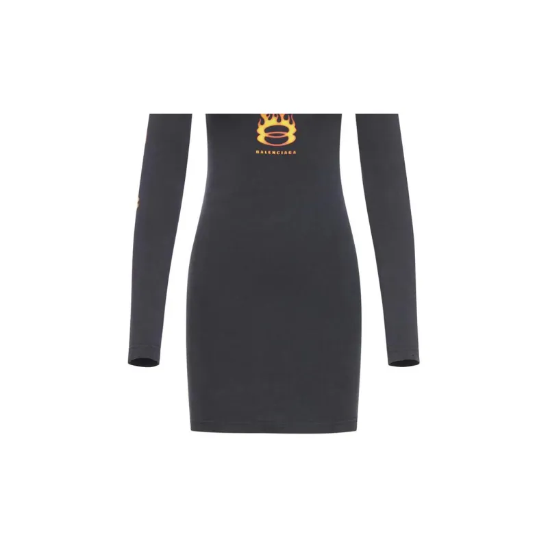 Balenciaga Logo Printed Hoodie Dress-3
