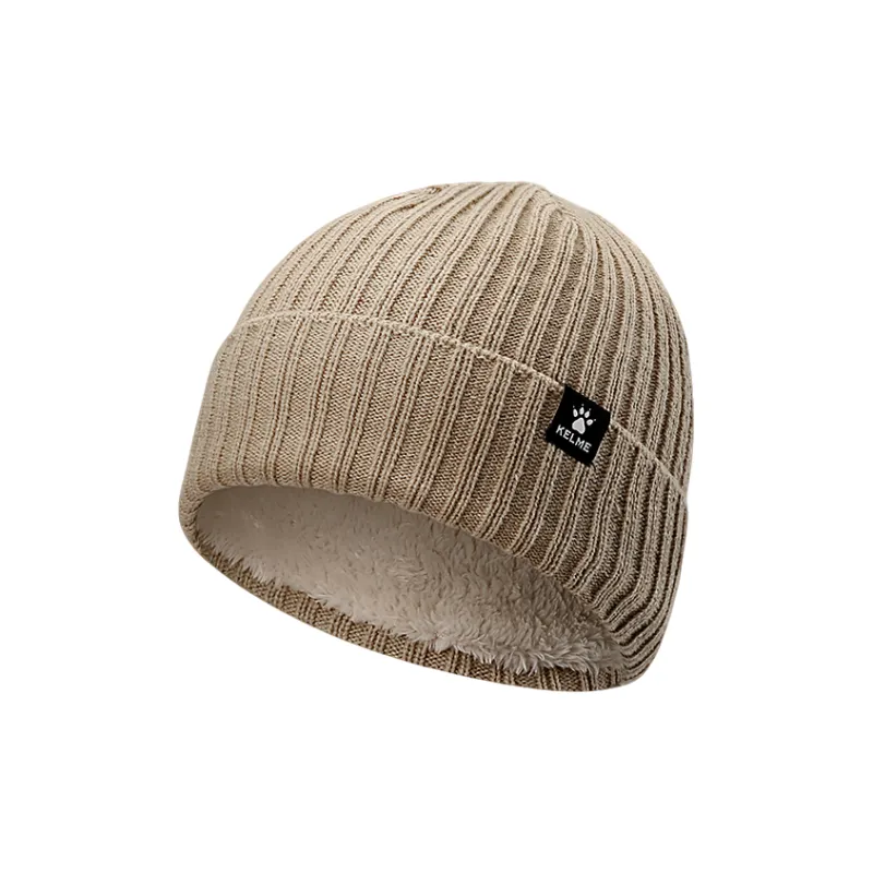 KELME Acrylic Polyester Beanies Unisex Light Gray Dark Gray Camel-2