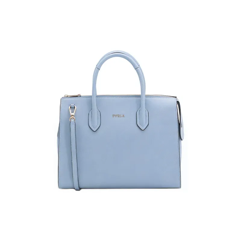 Furla Pin Cow Leather Tote Bag Shopping Bag Shoulder Bag Crossbody Bag Handbag Medium Size Women's Blue-0