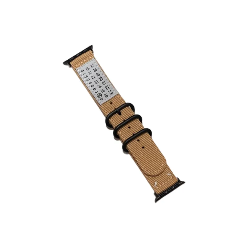 Warbler Dew Compatible With Apple Watch S9/S8/SE/7/6/5/4/3 Numbers Nylon Triple Ring Canvas Strap-10