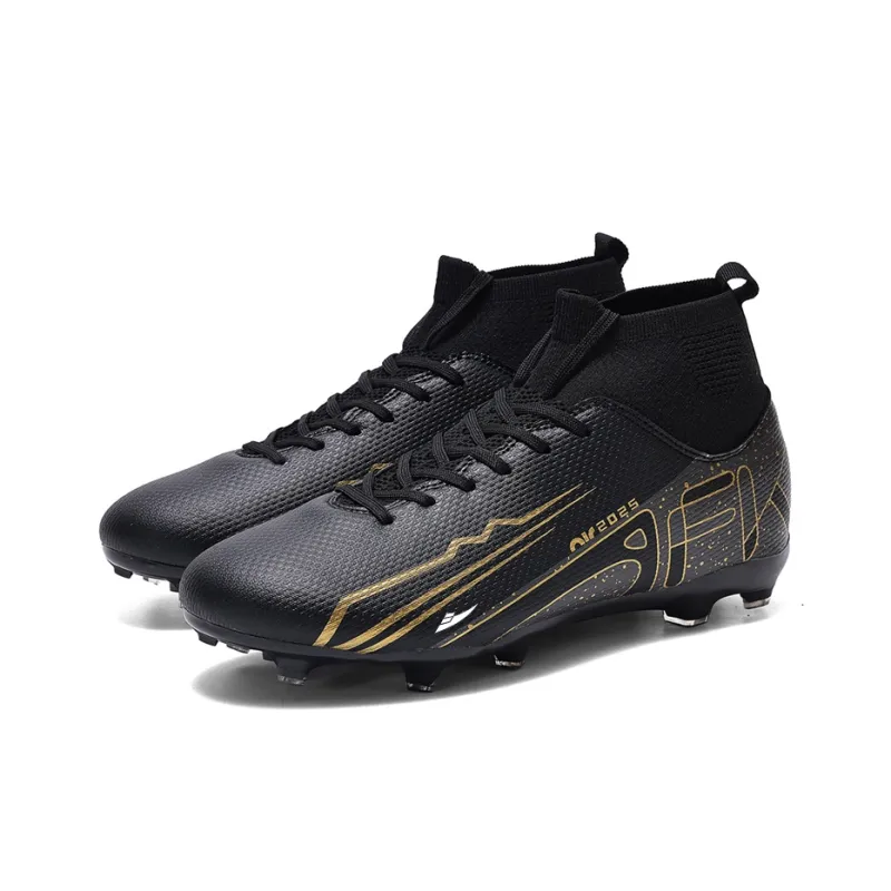 Kuding Soccer Shoes Unisex High Top Pink/Black/Beige-4