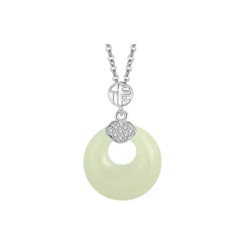Drunk On The City Hetian Jade Necklaces Pale Greenish White Jade Women's
