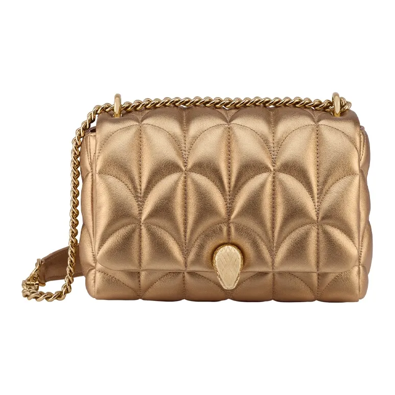 BVLGARI SERPENTI Calfskin Shoulder Bag Crossbody Bag Handbag Women's Gold-1