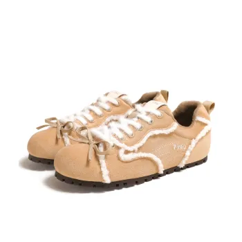 TTKJ Cushioned Anti Slip And Wear Resistant Warm Low Top Casual Shoes Women's Cream Apricot