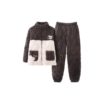 MIIOW Pajama Set Men's Coffee White