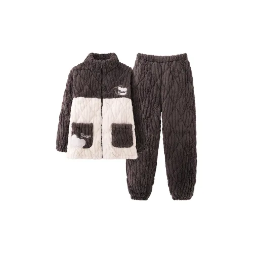 MIIOW Pajama Set Men's Coffee White