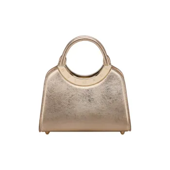 BVLGARI Calfskin Shoulder Bag Crossbody Bag Handbag Mini Women's Light Gold