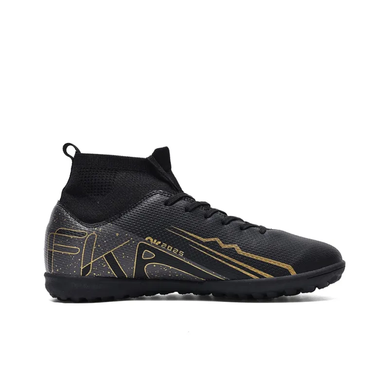 LaLapig Durable Lightweight Cushioning High Top Kids' Soccer Shoes Black Teenagers-1