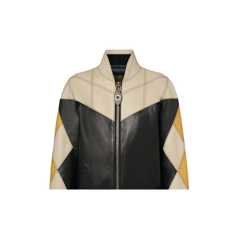 LOUIS VUITTON Harlequin Sleeve Leather Jacket-3