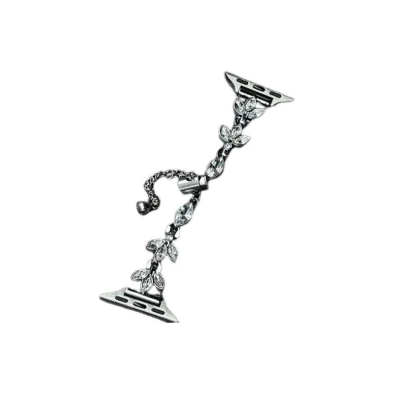 Warbler Dew Compatible With Apple Watch S9/S8/SE/7/6/5/4/3 Three-Leaf Diamond Chain Strap-10